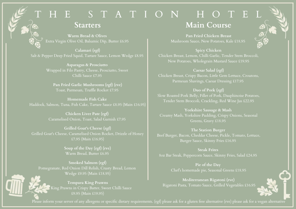 The Station Hotel - Menu